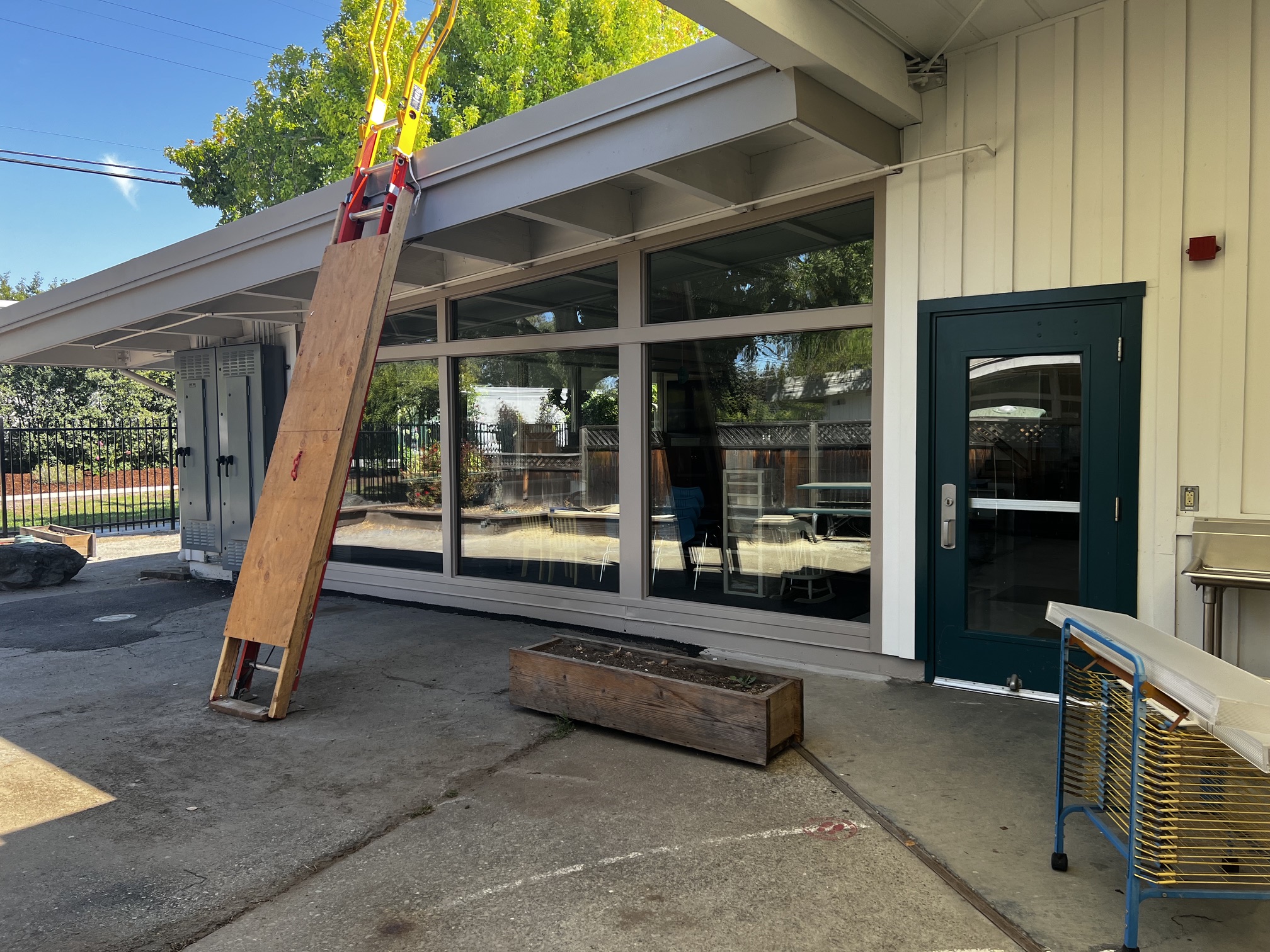 New windows being installed at one of the campuses
